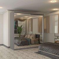 Sliding Wardrobes 4U Full Mirror Sliding Wardrobe with Modern & Spacious Storage W203cm in Grey