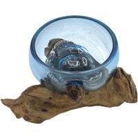 KDMD Molton Glass Mini Blue Bowl on Wood