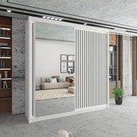 Sliding Wardrobes 4U Sleek Sliding Mirror Wardrobe with LED Various Sizes W150cm x H217cm in White