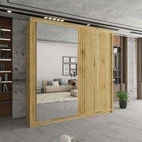 Sliding Wardrobes 4U Sleek Sliding Mirror Wardrobe with LED Various Sizes W150cm x H217cm in Brown
