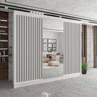 Sliding Wardrobes 4U Sleek Sliding Mirror Wardrobe with LED Various Sizes W250cm x H217cm in White