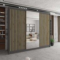 Sliding Wardrobes 4U Sleek Sliding Mirror Wardrobe with LED Various Sizes W250cm x H217cm in Grey