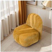 Yellow Modern Chenille Upholstered Lounge Chair