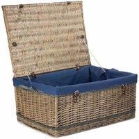 Red Hamper 72cm Antique Wash Rope Handled Trunk Picnic Basket in Blue