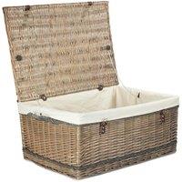 Red Hamper 72cm Antique Wash Rope Handled Trunk Picnic Basket in White