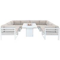 Monstershop Modular Garden Furniture Set With Fire Pit - White