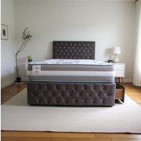 Knight Sleep Delaware Plush Bed With Mattress, 2 Drawers Same Side & Headboard in Grey | Size: Small Single