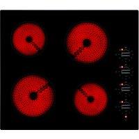 Willow 60cm Ceramic Hob Hardwired with 4 Cooking Zones Rotary Dials in Black