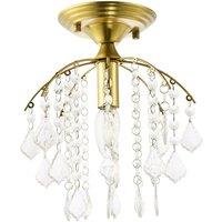 Happy Homewares Traditional Crystal Glass Waterfall Ceiling Light in Brushed Gold