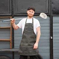 Paper High Buffalo Leather Apron in Black