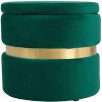 Green Upholstered Storage Ottoman Foot Rest