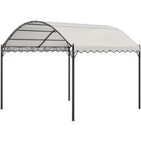 Living and Home 10x10ft Outdoor Metal Arched Pergola with Canopy in Beige