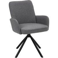 Grey Linen Modern Swivel Chair with Black Legs
