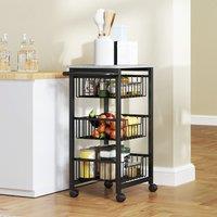 HOMCOM Kitchen Island on Wheels with Pull-Out Baskets, Light Grey | Size: Large