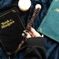 KDMD Energy Clearing Aura Quartz Crystal Wand with Pouch in Brown