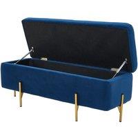 Blue Flannel Upholstered Storage Bench