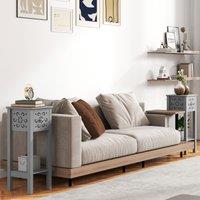HOMCOM Bedside Table Set, End Table Set with Drawer & Storage Shelf, Grey | Size: 2 Pack