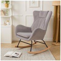 Light Grey Velvet Upholstered Rocking Chair