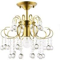 Happy Homewares Waterfall Satin Gold Ceiling Light Fitting with Clear Acrylic Spheres