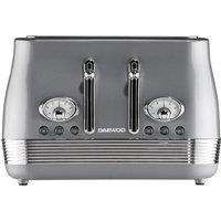 Daewoo Stainless Steel 'Denver' Wide Slot Retro 4 Slice Toaster 6 Level in Mid Grey | Size: Large
