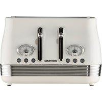 Daewoo Stainless Steel 'Denver' Wide Slot Retro 4 Slice Toaster 6 Level in Off-White | Size: Large