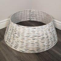 Samuel Alexander 48/70cm KD Willow Christmas Tree Skirt Wicker Rattan- Large White Wash