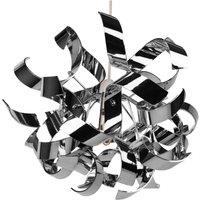 First Choice Lighting Easy Fit Chrome Finish Ribbon Swirl Ceiling Shade in Silver