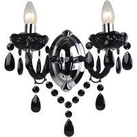 First Choice Lighting Black Acrylic & Chrome Marie Therese Style 2 x 40W Wall Light