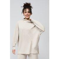 Dexia Women's Structured Modal Blend Funnel Neck Sweatshirt in Stone | Size: Large