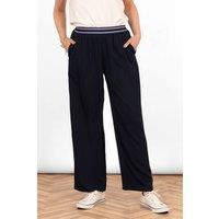Sarta Women's Amber Wide Leg Summer Trousers - Navy Blue | Size: Large