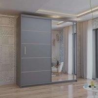 Sliding Wardrobes 4U Contemporary 2-Door Sliding Wardrobe with Mirror Door W120cm x H217cm in Grey