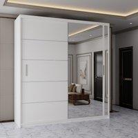 Sliding Wardrobes 4U Contemporary 2-Door Sliding Wardrobe with Mirror Door W120cm x H217cm in White