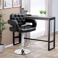 HOMCOM Adjustable Height Barstool Steel Pole PU Leather Bistro in Black