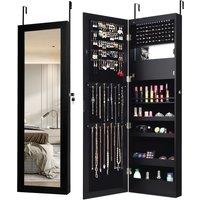 Costway Wall/Door Mounted Jewelry Armoire Organizer Full-length Mirror Storage Cabinet in Black