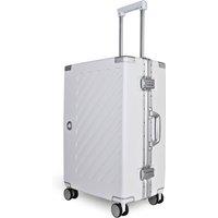 JLY Zipperless Polycarbonate Suitcase, Hard Shell, TSA Lock, 4 Wheels in White | Size: Small