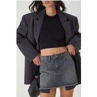 MissPap Women's Denim Mini Skirt With Exposed Pocket Lining in Grey | Size: 8