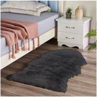 Dark Grey Irregular Plush Area Rug for Bay Window, Sofa & Floor Decor