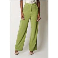 SOLO Women's Linen Trousers in Green | Size: 10