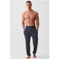 British Boxers Men's "Tarragon & Navy Stripe" Bamboo Pyjama Trousers in Olive | Size: 2XL
