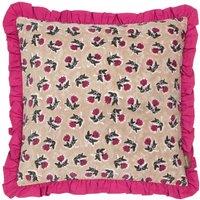 Paoletti Kemble Floral 100% Cotton Frilled Cushion in Dark Pink | Size: 45 cm x 45 cm