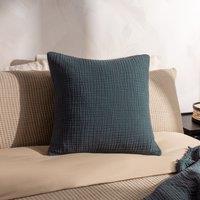Yard Lark Muslin 100% Cotton Plain Cushion in Dark Blue | Size: 45 cm x 45 cm