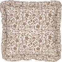 Paoletti Linen Filigree Printed Ruffle Cushion in Olive | Size: 50 cm x 50 cm
