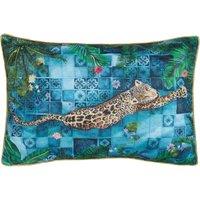 Paoletti Majorelle Leopard Moroccan Piped Outdoor Cushion in Blue