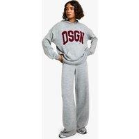 Tall DSGN Studio Knitted Contrast Hoodie and Wide Leg Trouser Co Ord