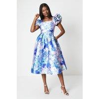 Coast Women's Frill Sleeve Twill Midi Dress in Blue | Size: 10