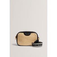 Ted Baker Women's BARDAS Webbing Faux Raffia Camera Crossbody Bag Black