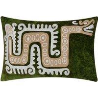 Wylder Tropics Dynasty Dragon Abstract Polyester Filled Cushion in Dark Green | Size: 30 cm x 50 cm