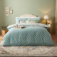 Furn Krissa Block Printed Duvet Cover Set in Blue | Size: Super King