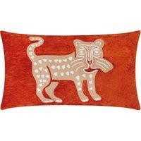 Wylder Tropics Dynasty Leopard Abstract Polyester Filled Cushion in Orange | Size: 30 cm x 50 cm
