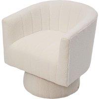 White Sherpa Upholstered Swivel Accent Armchair